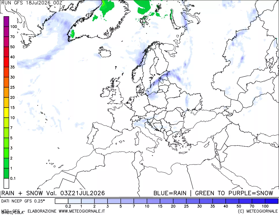 mappa Precipitazioni totali e nevose