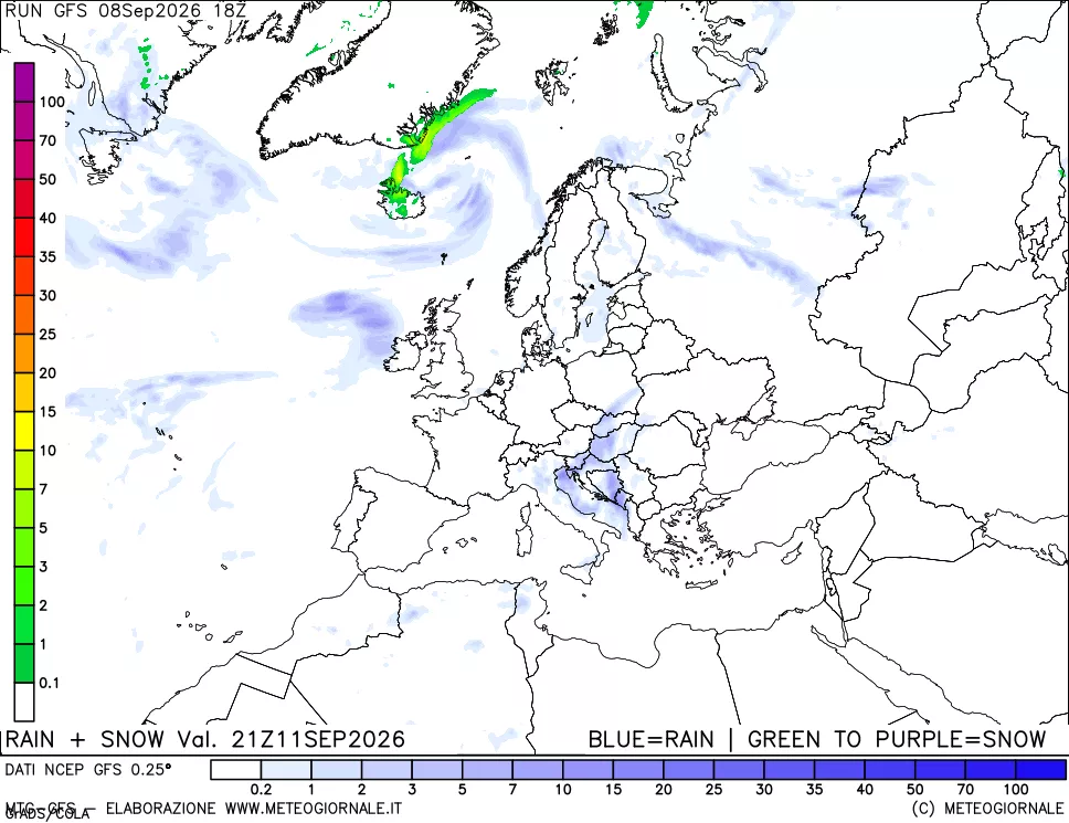 mappa Precipitazioni totali e nevose