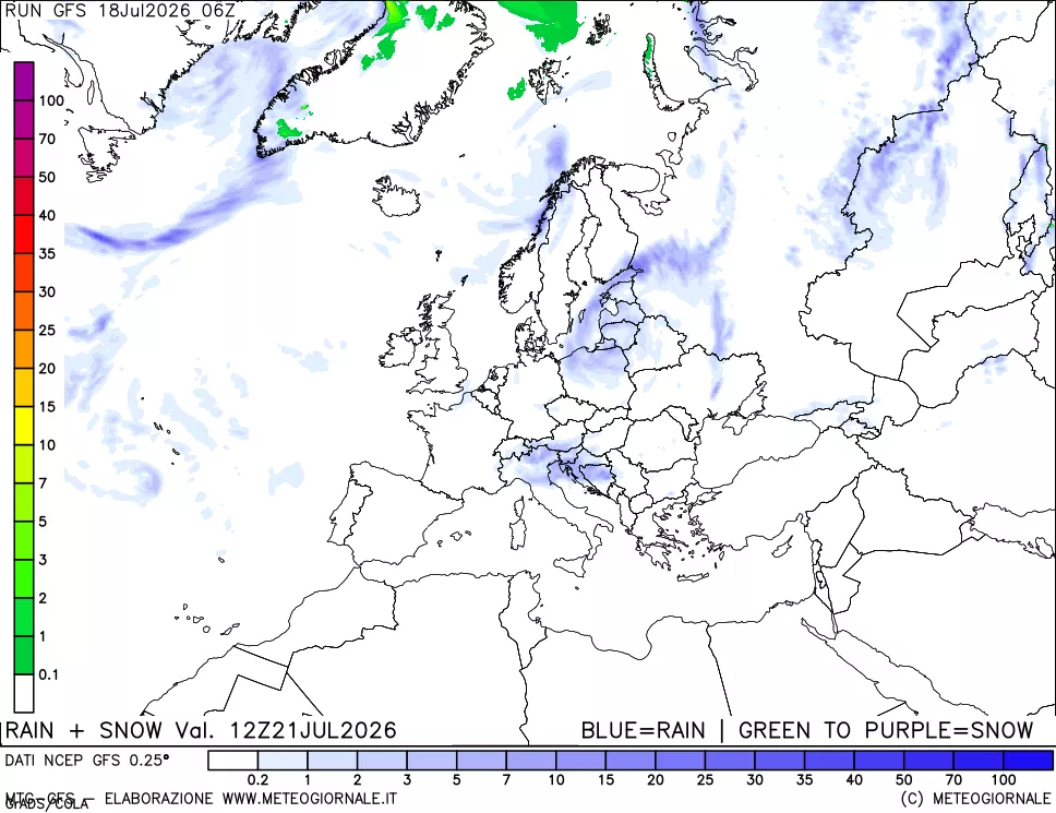 mappa Precipitazioni totali e nevose