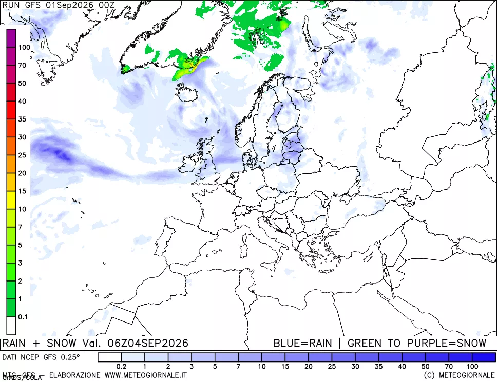 mappa Precipitazioni totali e nevose