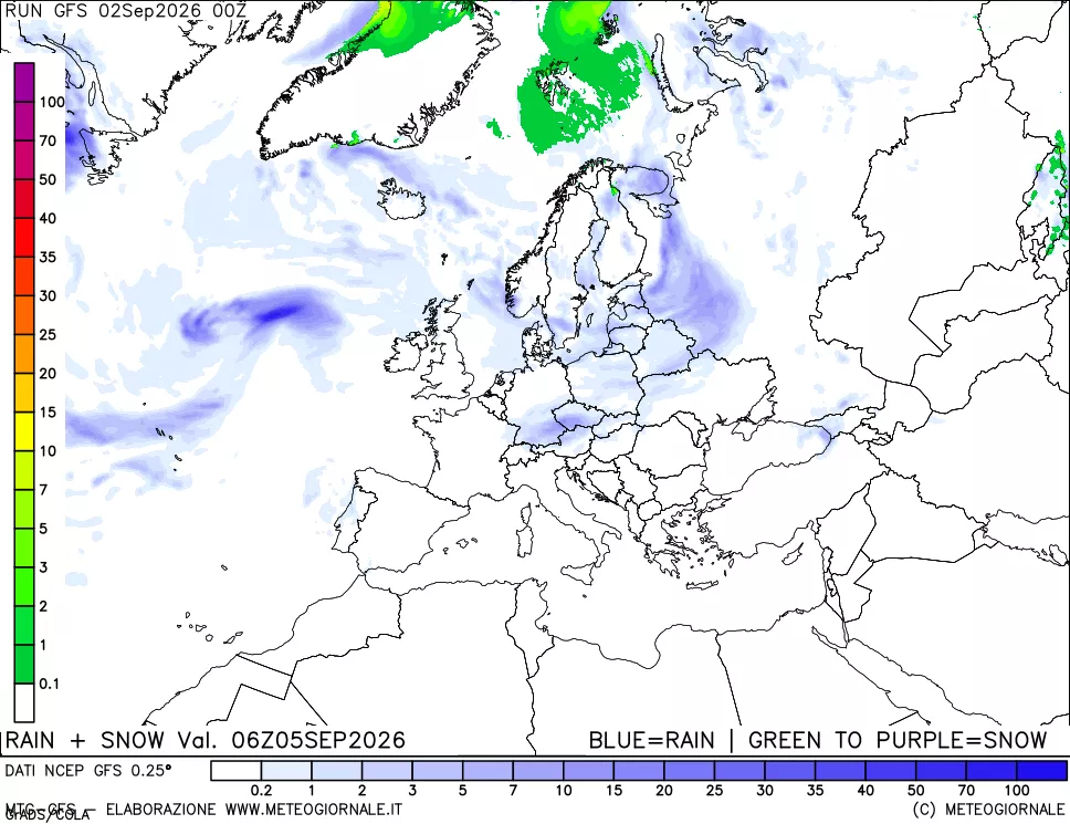 mappa Precipitazioni totali e nevose