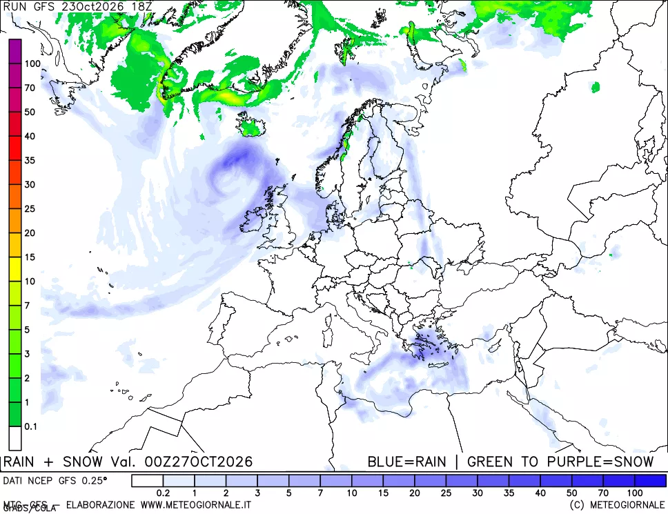mappa Precipitazioni totali e nevose