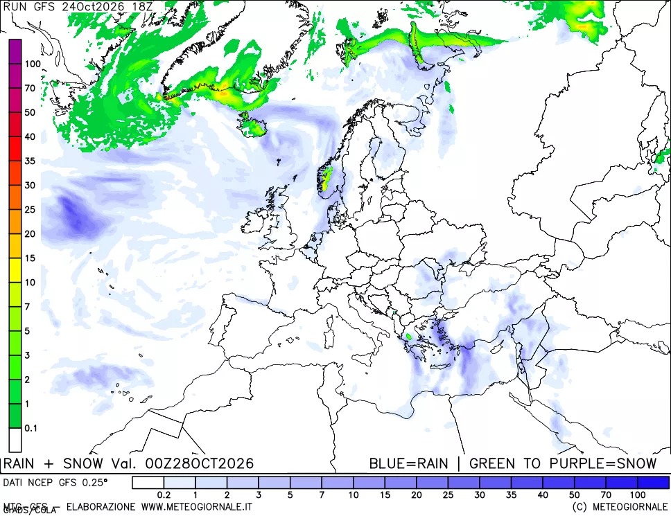 mappa Precipitazioni totali e nevose
