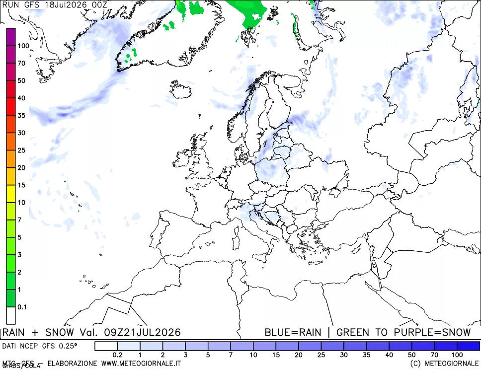 mappa Precipitazioni totali e nevose