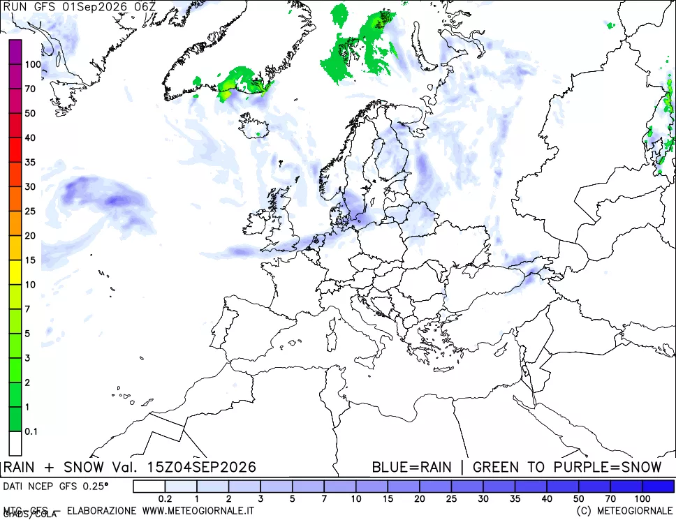 mappa Precipitazioni totali e nevose