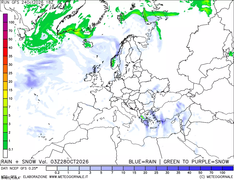 mappa Precipitazioni totali e nevose