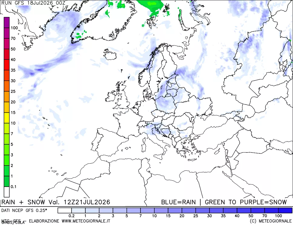 mappa Precipitazioni totali e nevose