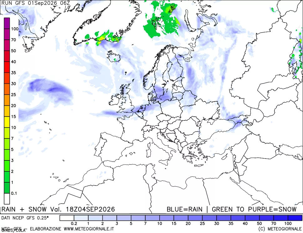 mappa Precipitazioni totali e nevose