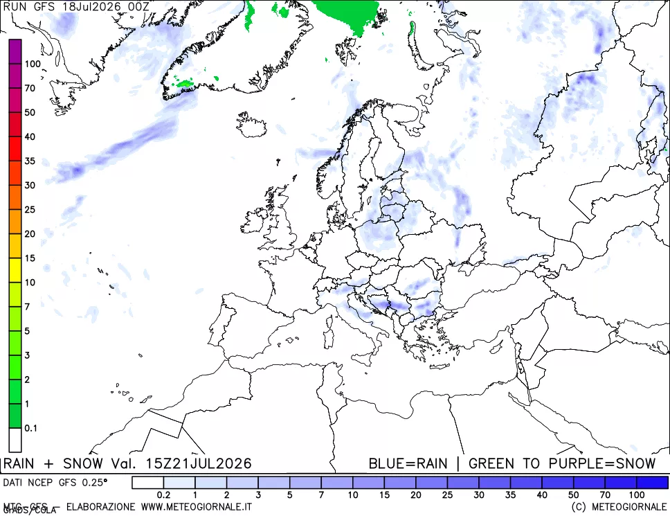 mappa Precipitazioni totali e nevose