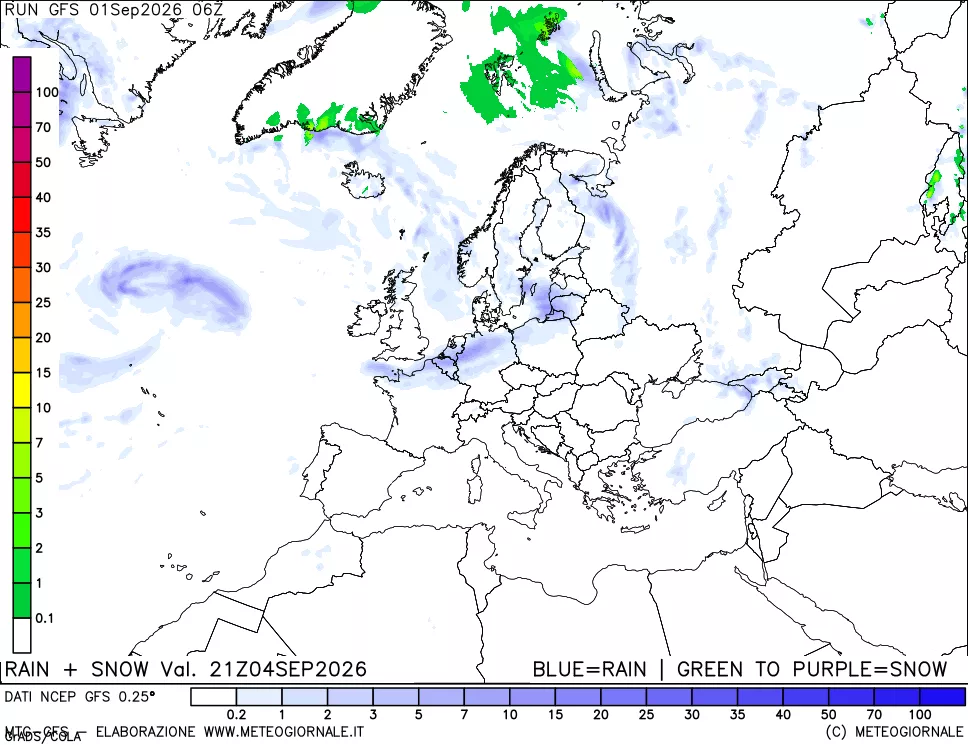 mappa Precipitazioni totali e nevose