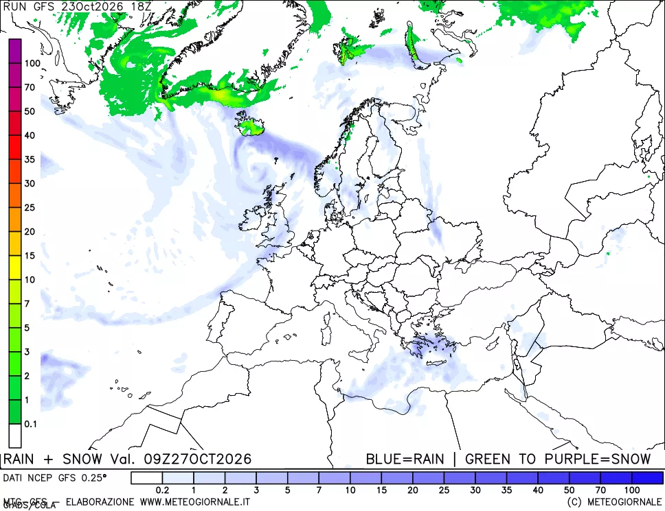 mappa Precipitazioni totali e nevose