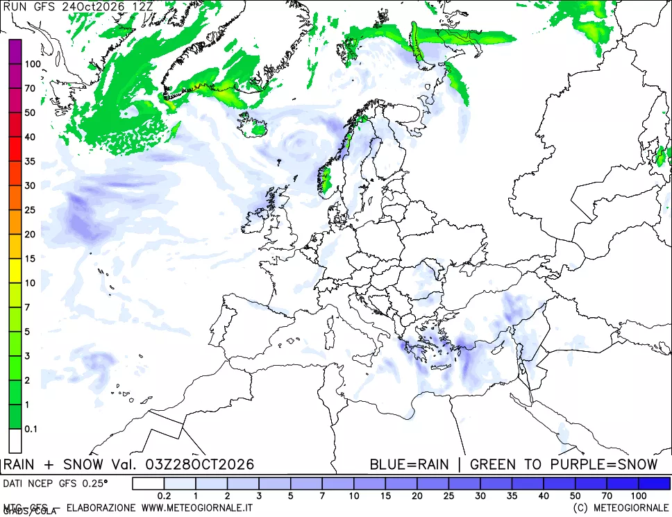 mappa Precipitazioni totali e nevose