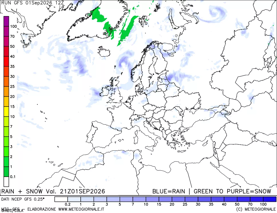 mappa Precipitazioni totali e nevose