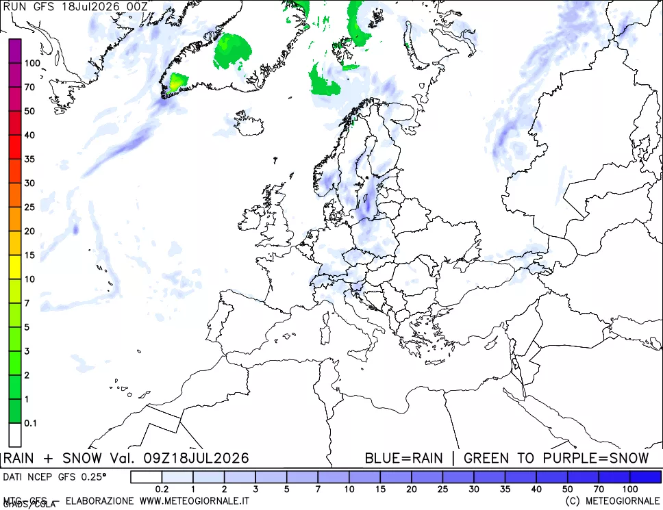 mappa Precipitazioni totali e nevose