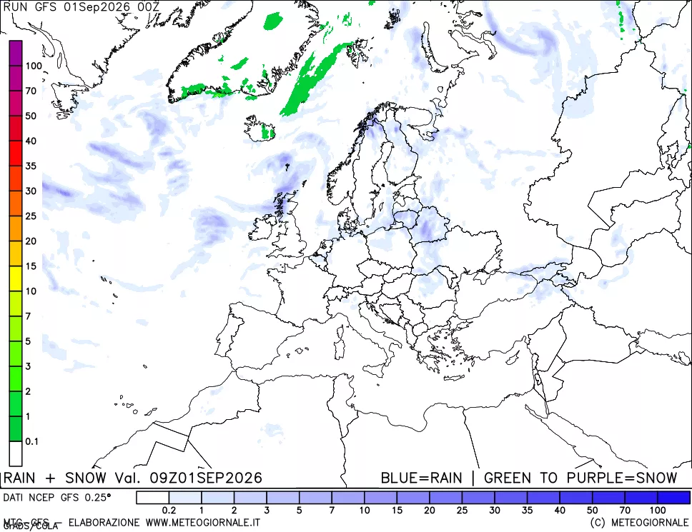 mappa Precipitazioni totali e nevose