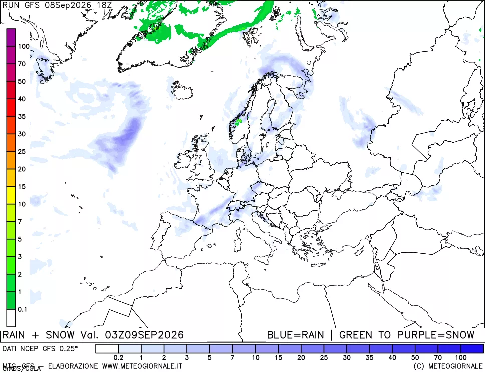 mappa Precipitazioni totali e nevose