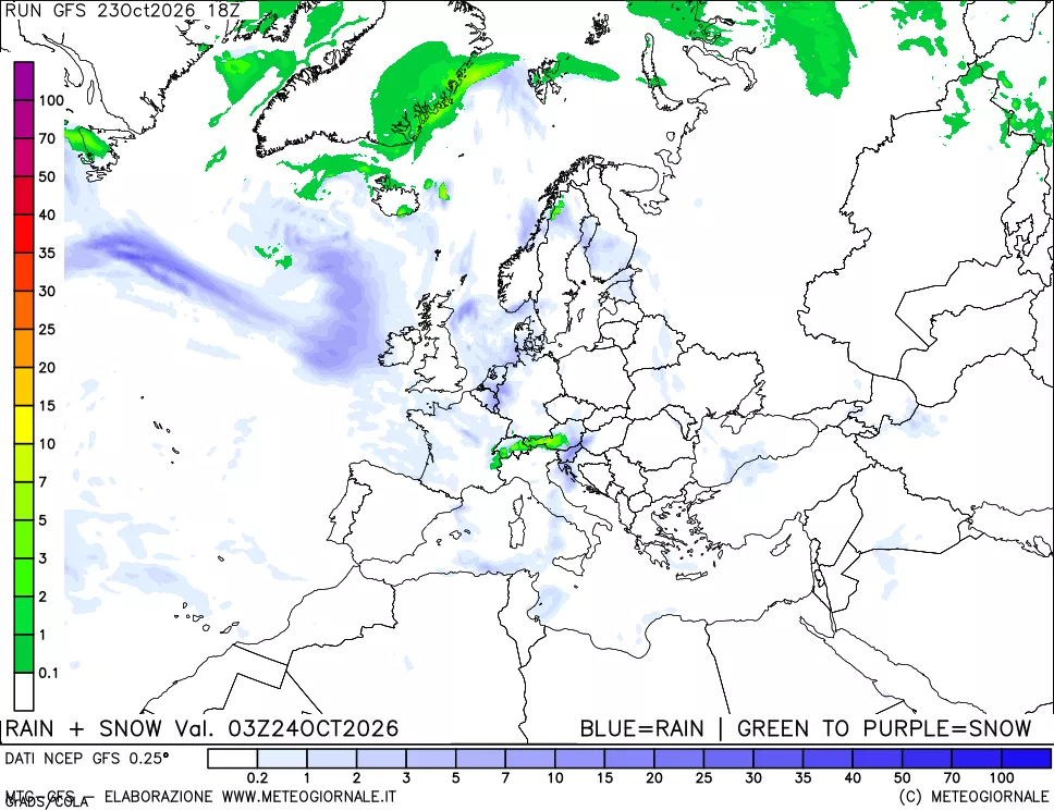 mappa Precipitazioni totali e nevose