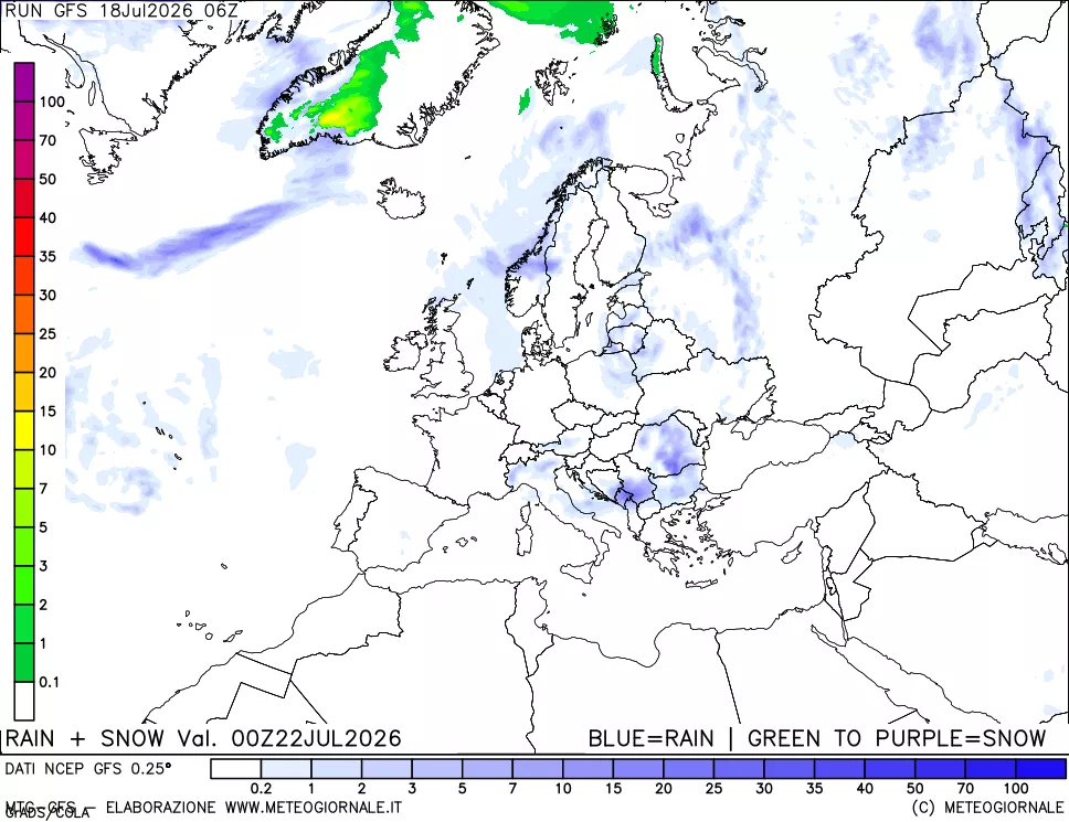 mappa Precipitazioni totali e nevose