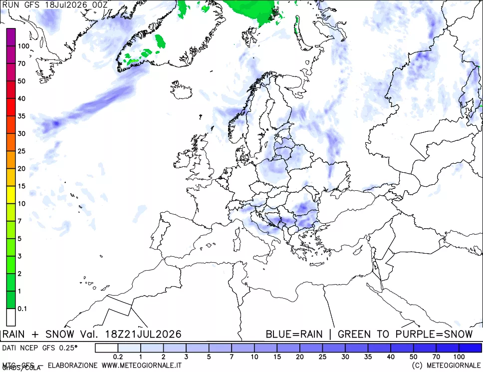 mappa Precipitazioni totali e nevose