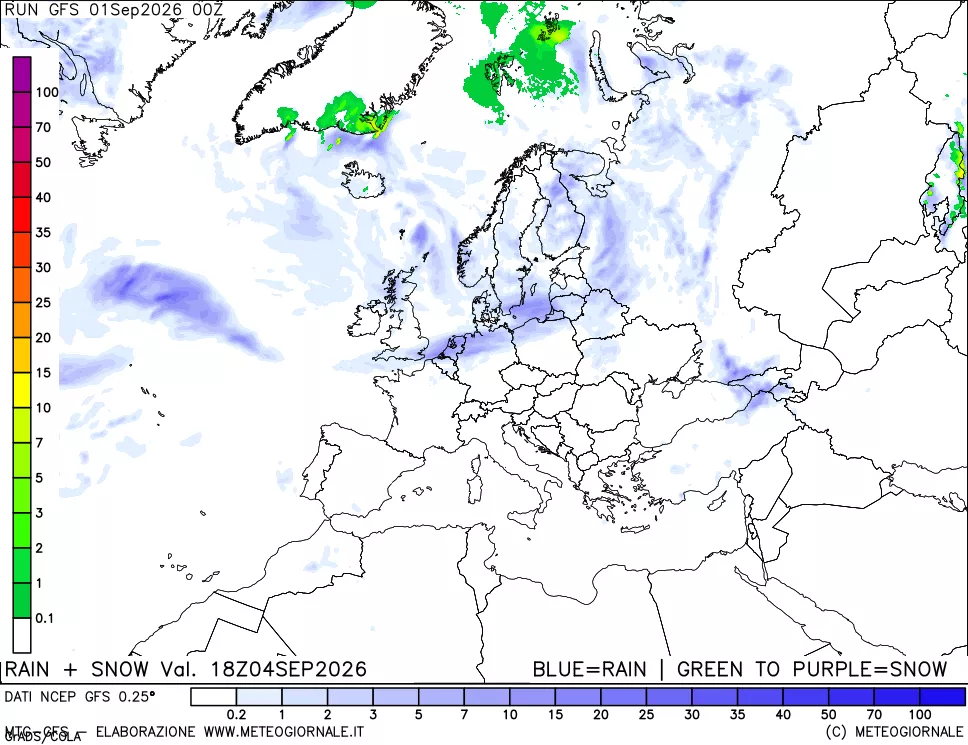 mappa Precipitazioni totali e nevose