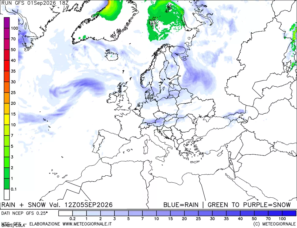 mappa Precipitazioni totali e nevose