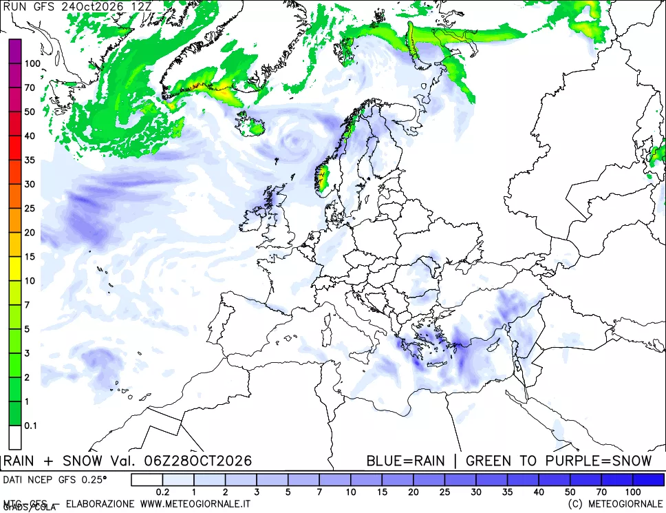 mappa Precipitazioni totali e nevose