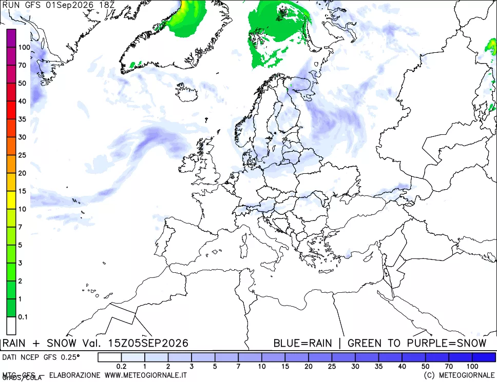mappa Precipitazioni totali e nevose