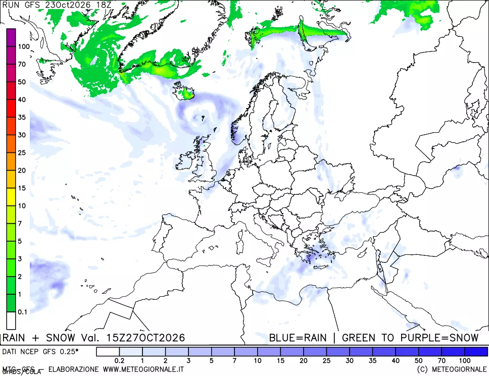 mappa Precipitazioni totali e nevose
