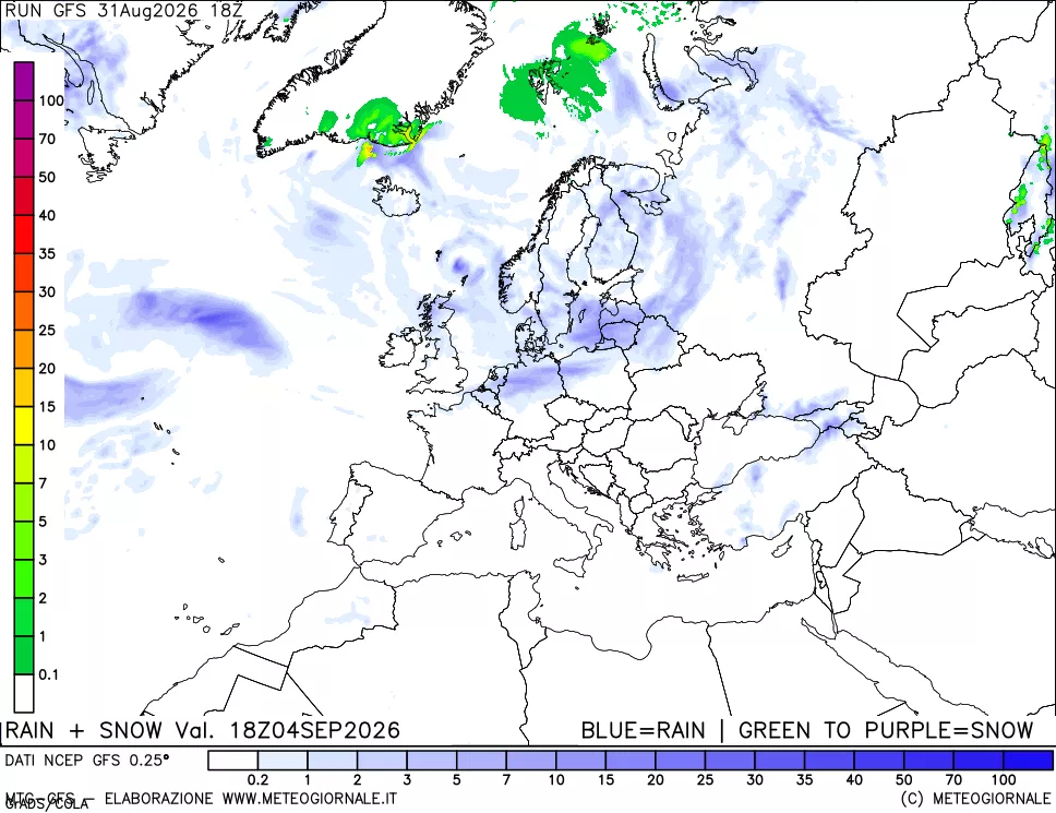 mappa Precipitazioni totali e nevose
