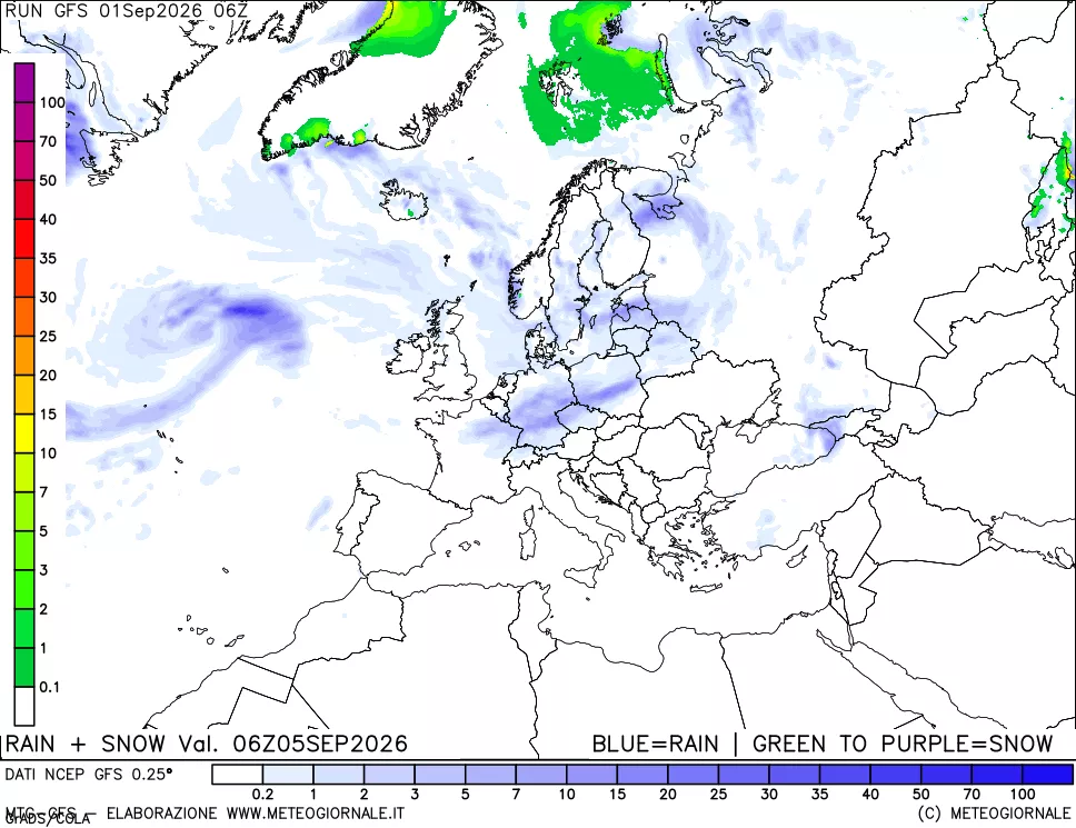 mappa Precipitazioni totali e nevose