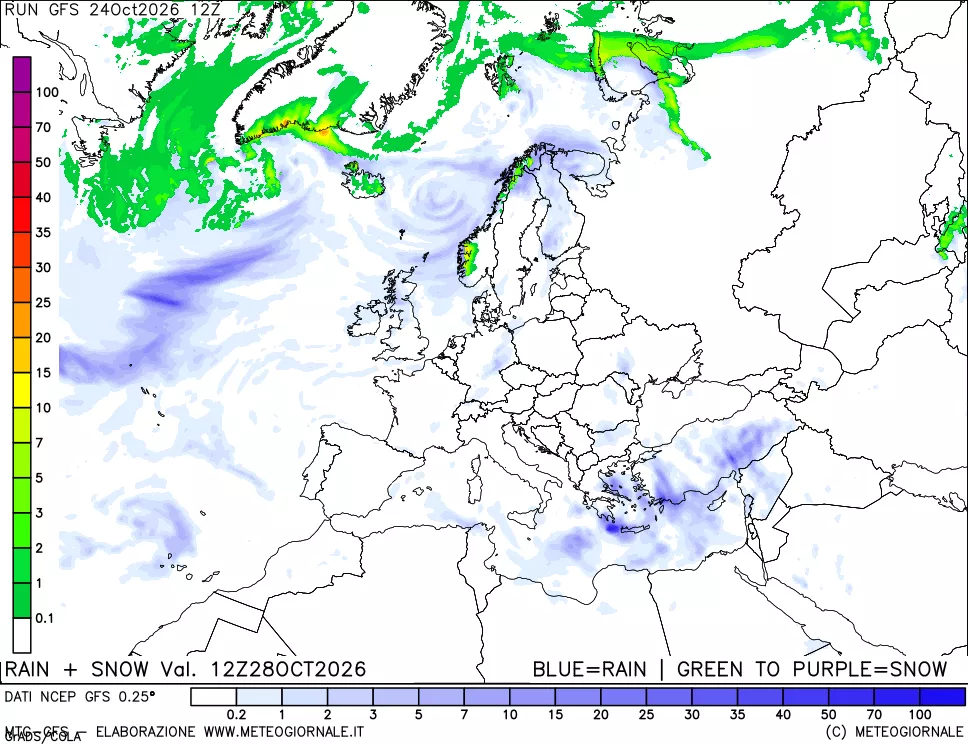 mappa Precipitazioni totali e nevose