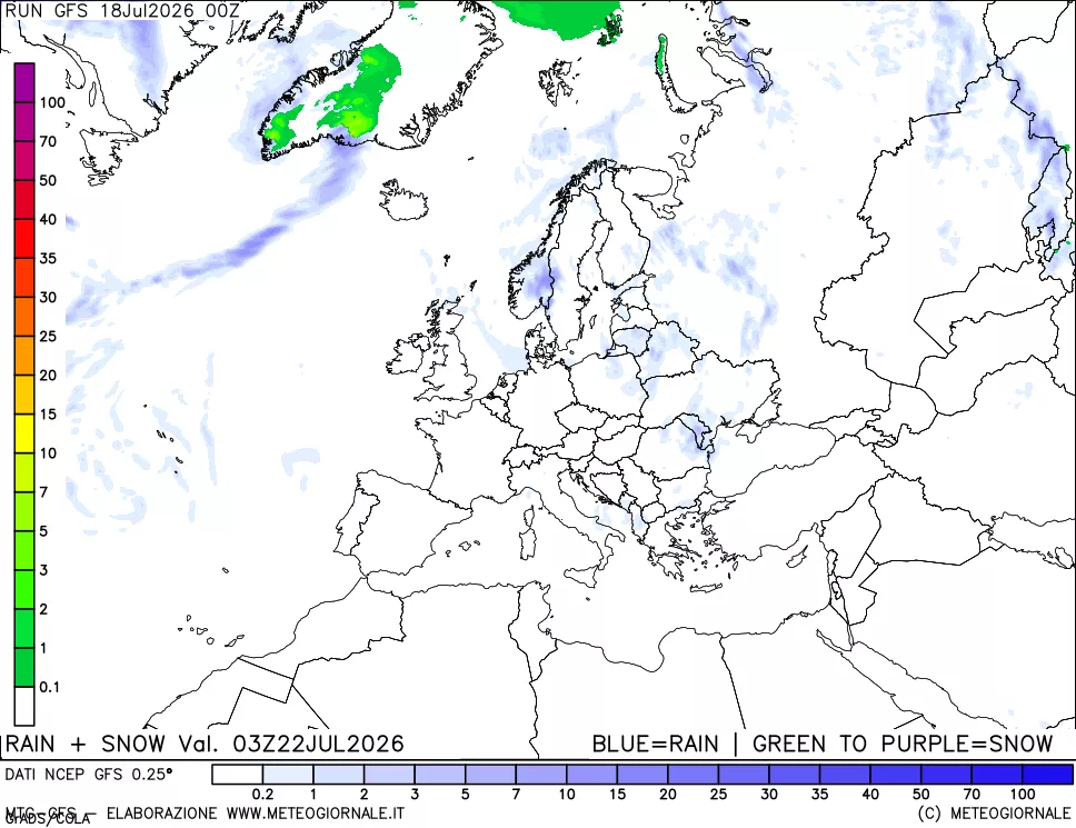 mappa Precipitazioni totali e nevose
