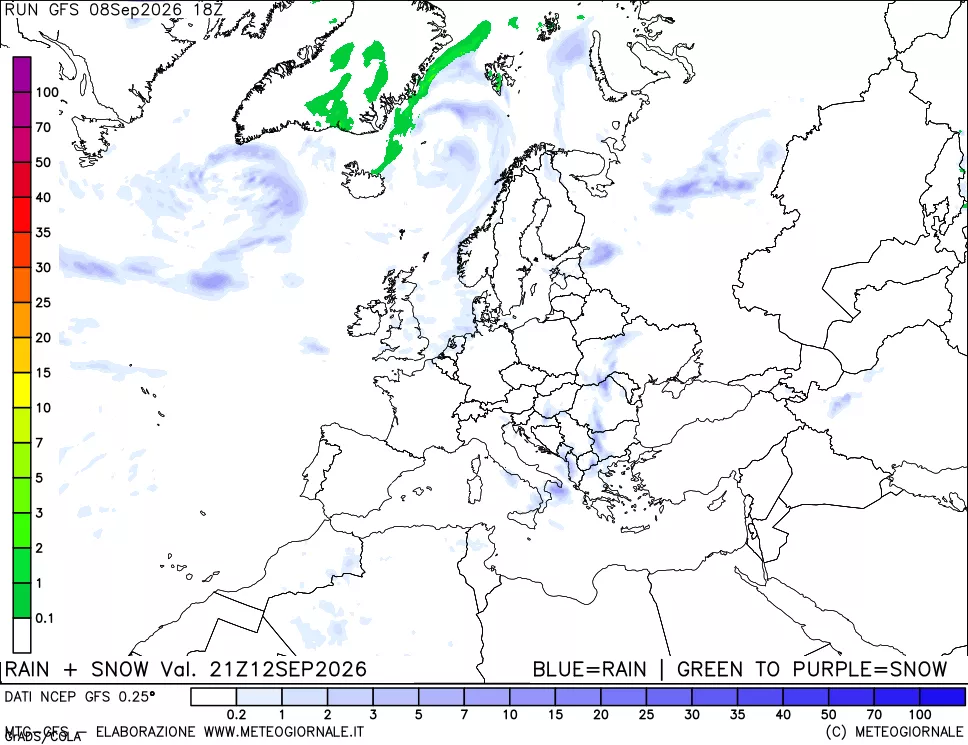 mappa Precipitazioni totali e nevose