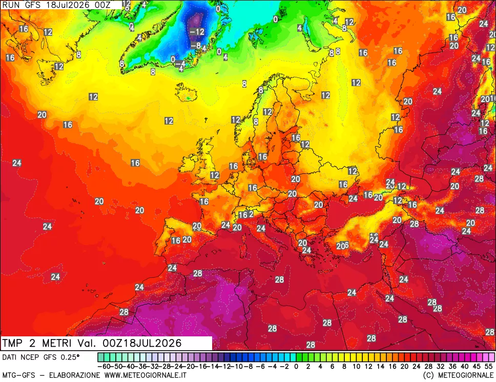 mappa Temp 2 metri
