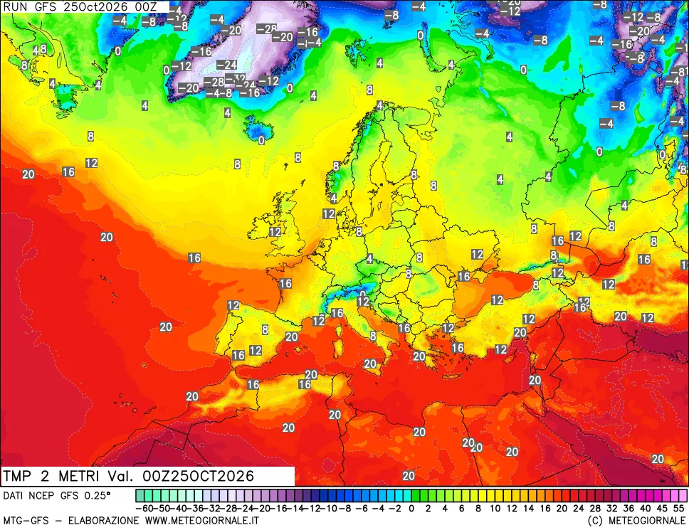 mappa Temp 2 metri