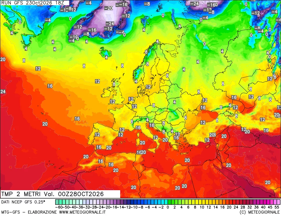 mappa Temp 2 metri