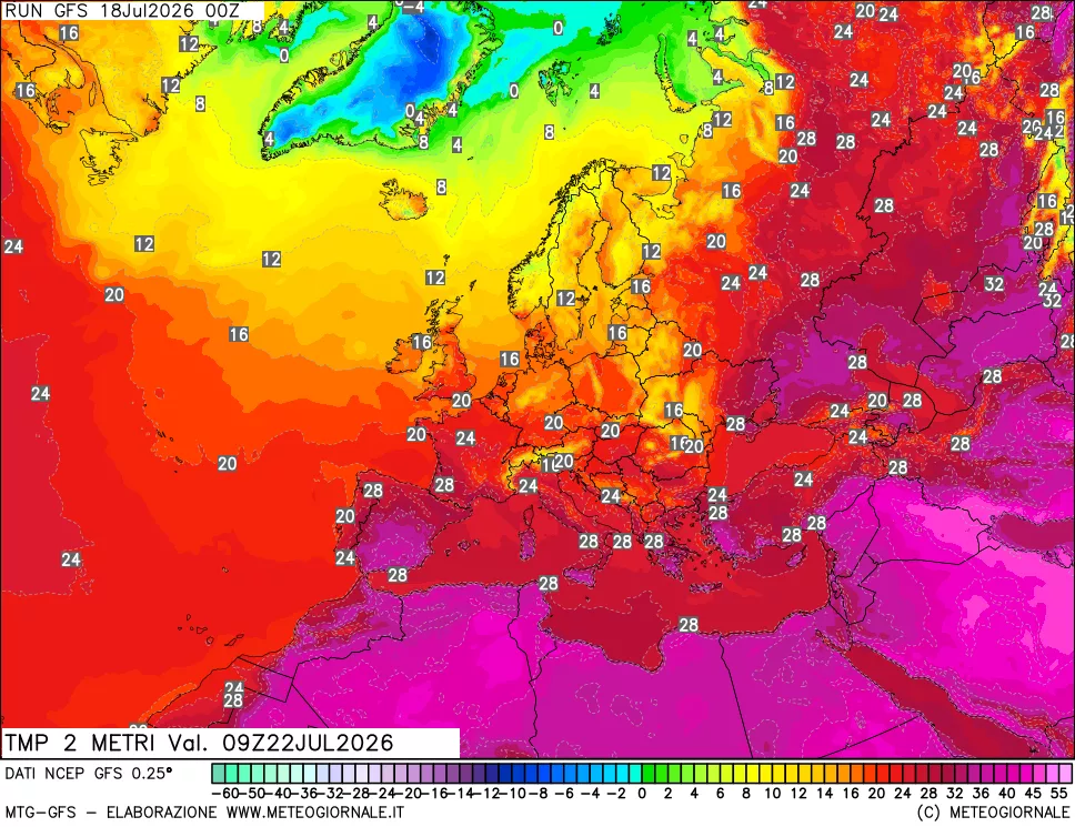 mappa Temp 2 metri