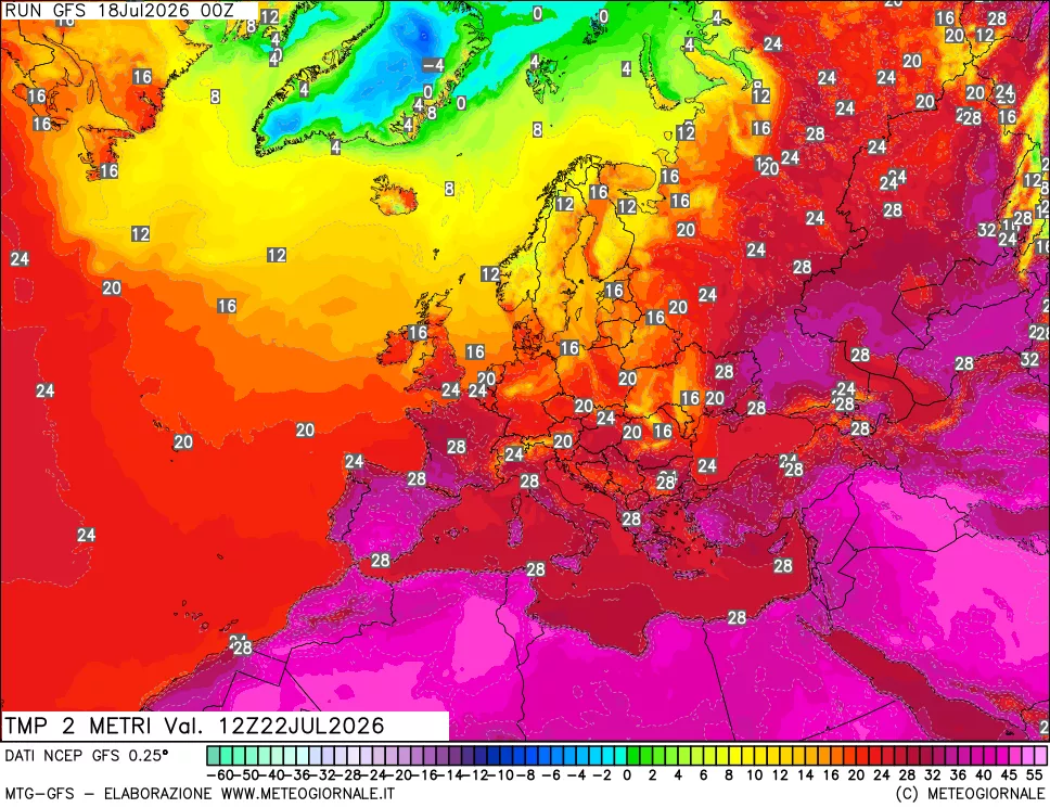 mappa Temp 2 metri