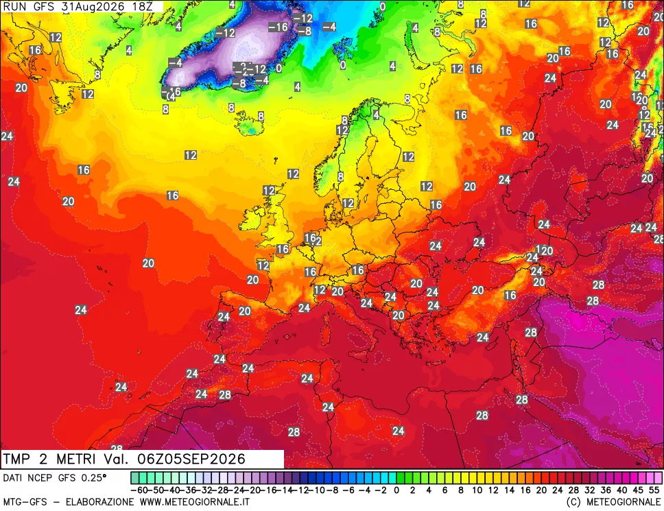 mappa Temp 2 metri