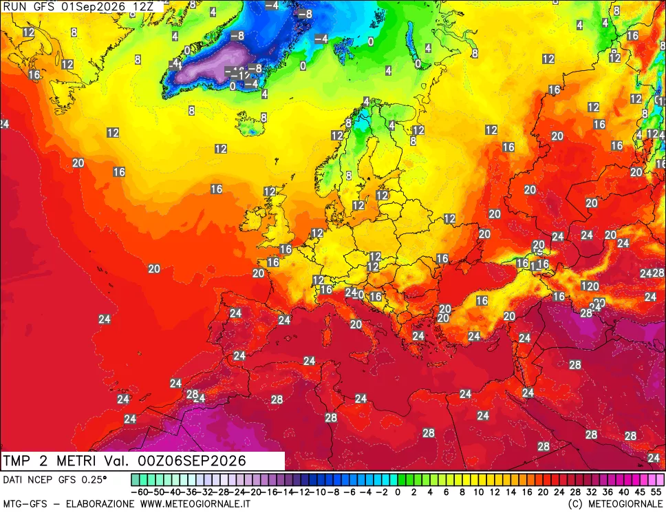 mappa Temp 2 metri