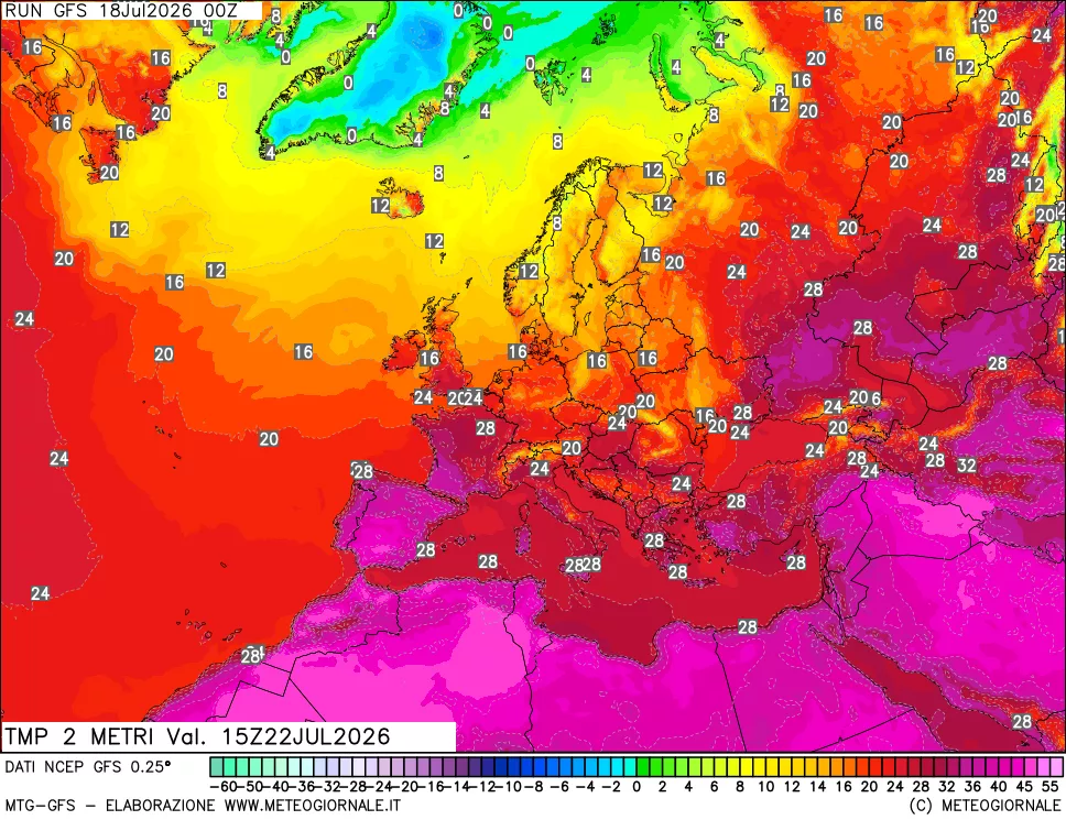 mappa Temp 2 metri