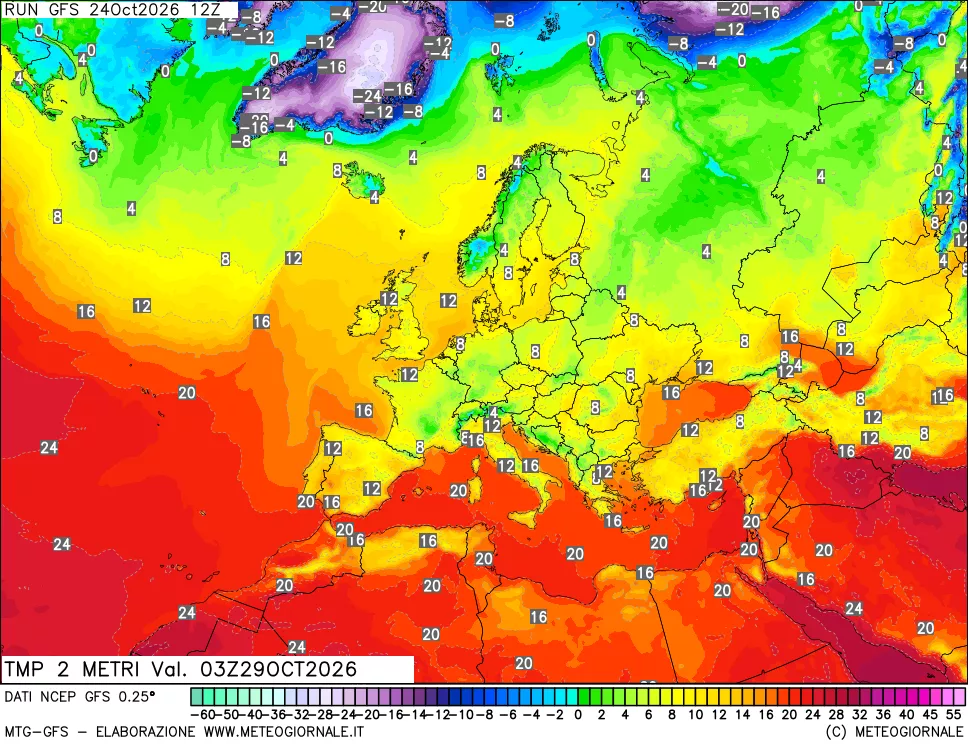 mappa Temp 2 metri