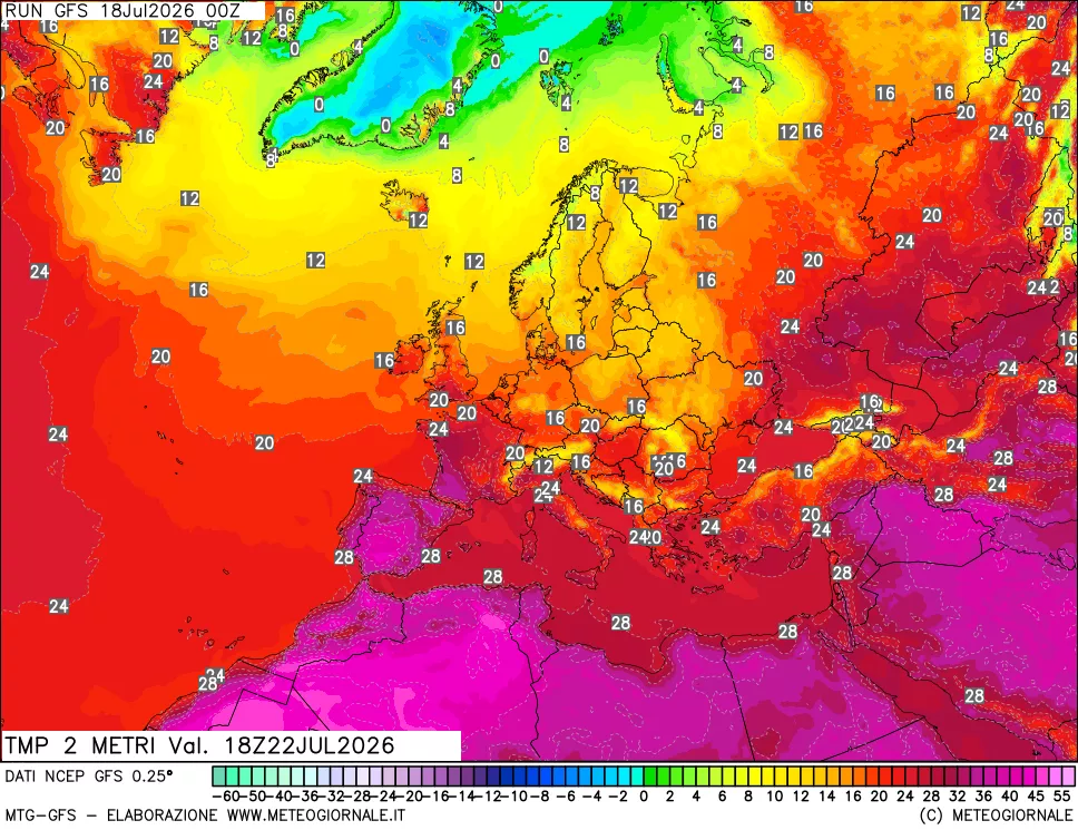mappa Temp 2 metri