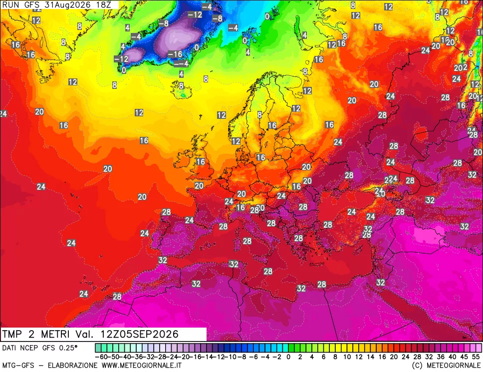 mappa Temp 2 metri