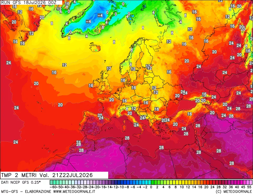 mappa Temp 2 metri