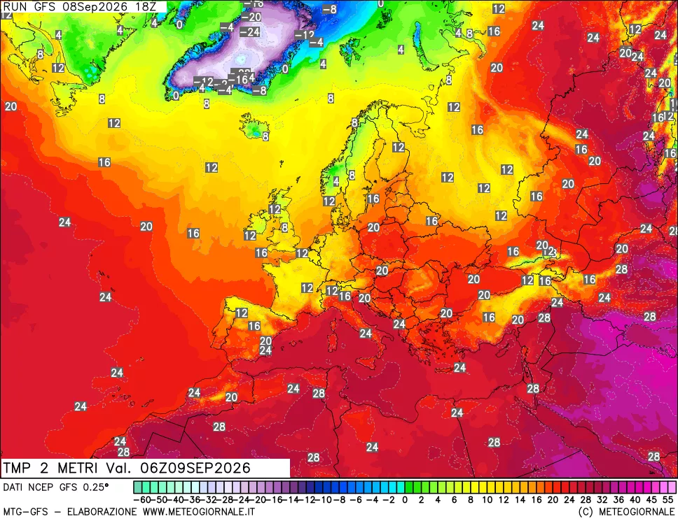 mappa Temp 2 metri