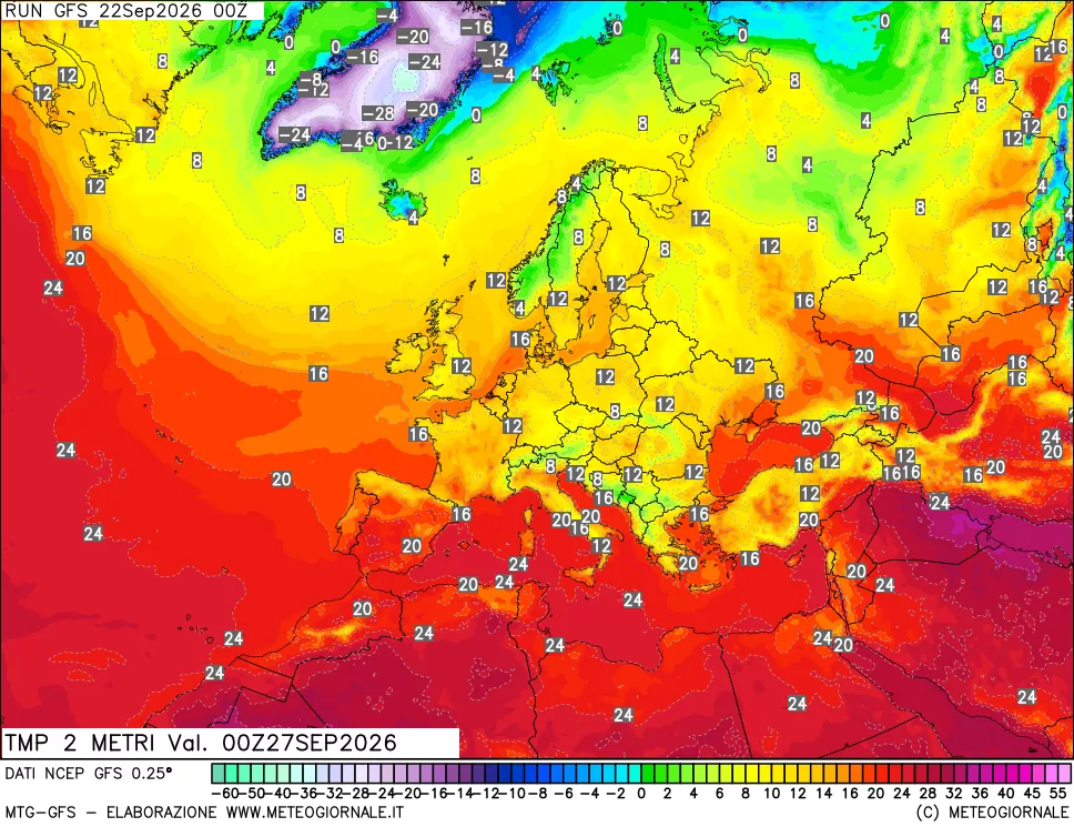 mappa Temp 2 metri