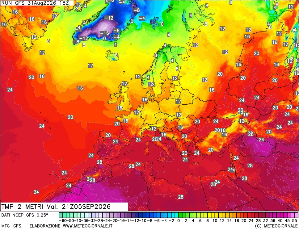 mappa Temp 2 metri