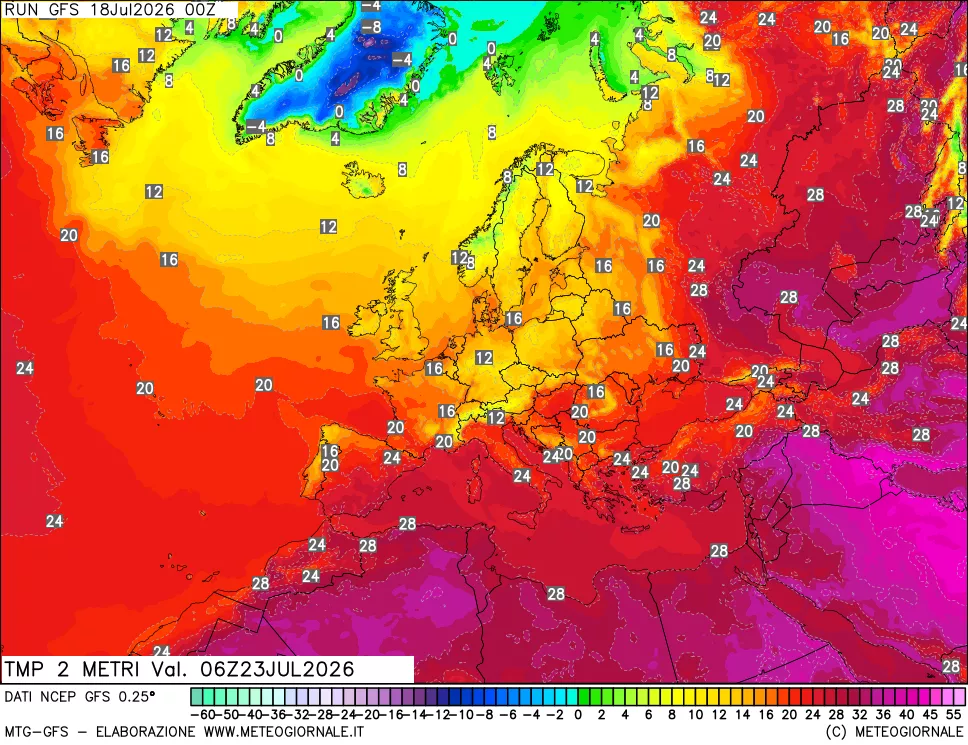 mappa Temp 2 metri