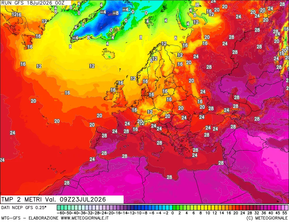 mappa Temp 2 metri